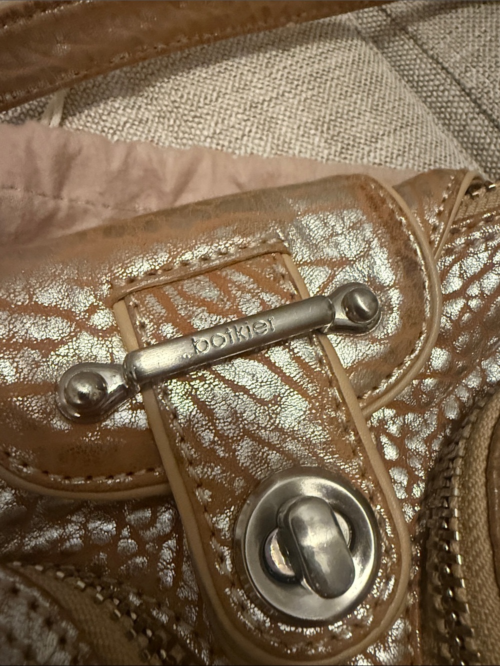Botkier Tan Brown Textured Leather Shoulder Bag - Picture 2 of 12